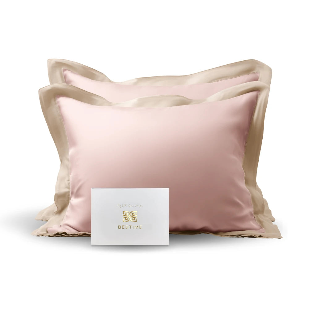 Bambus sengesett Duo Beige og Rosa med tosidig design