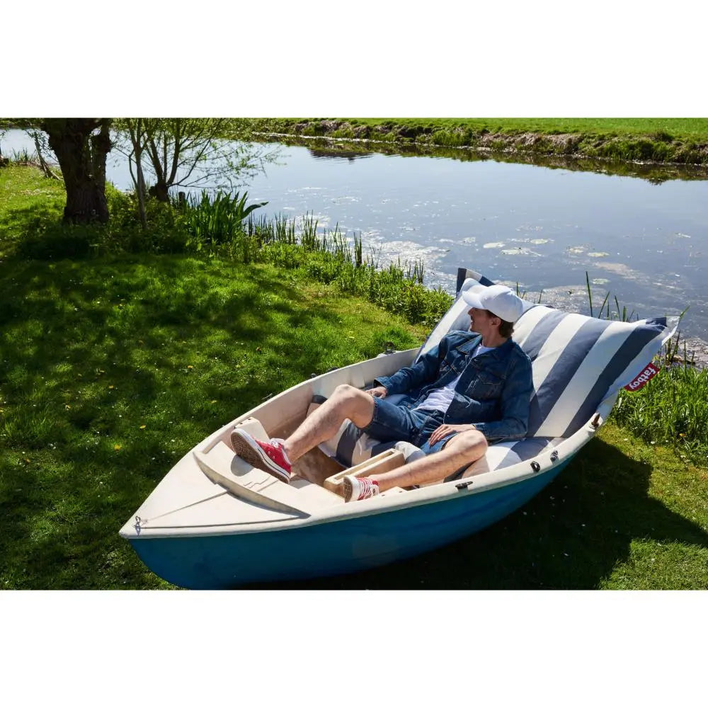 Fatboy Sakkosekk Original Outdoor stripe ocean blue Bedtime.no.