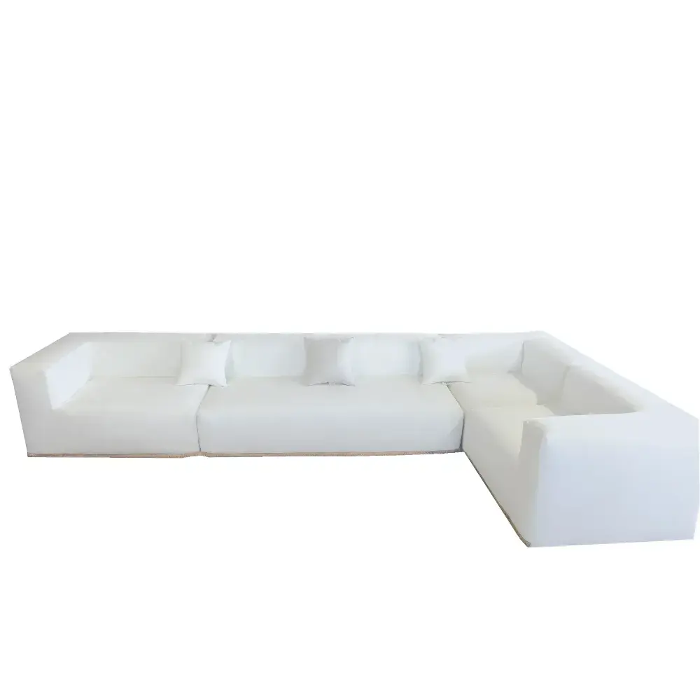 Sofa 6 seter (1 benk + 2 moduler + 1 hjørne) - Hvit med frynser Bedtime.no.