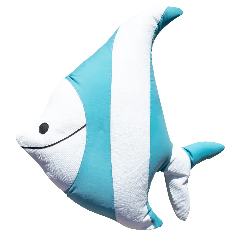 Sakkosekk XL fish - white raffia + sky blue Bedtime.no.