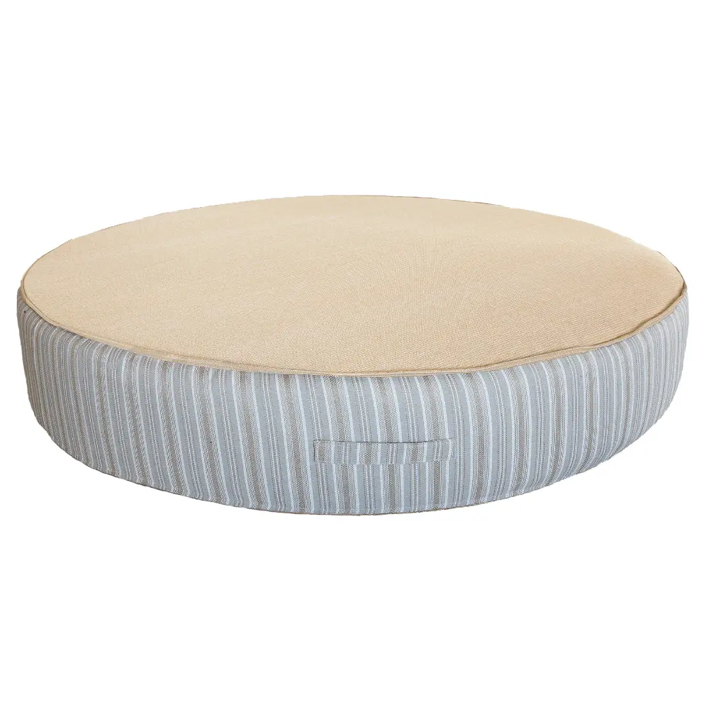 Round bed - Beige raffia + grey stripe on the side Bedtime.no.