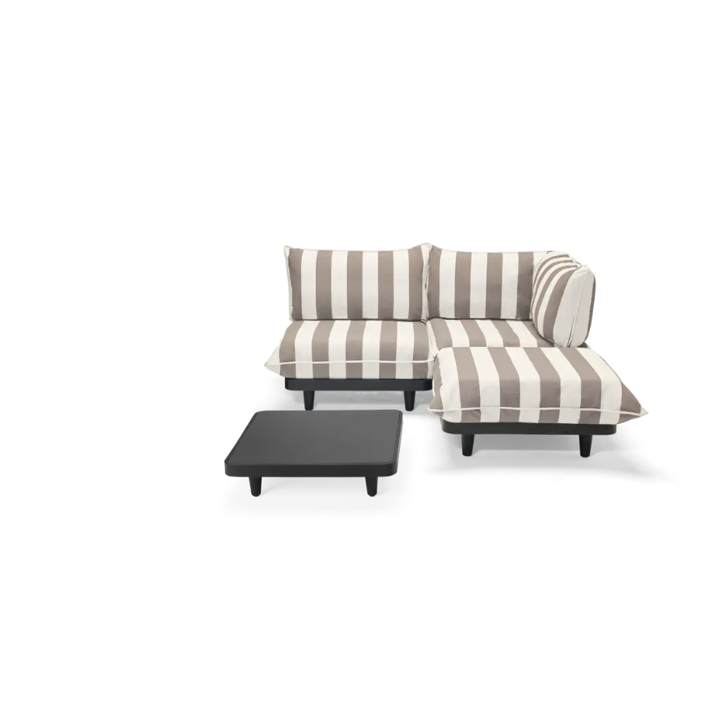 Fatboy Utesofa paletti set medium left stripe cacao incl. table Bedtime.no.