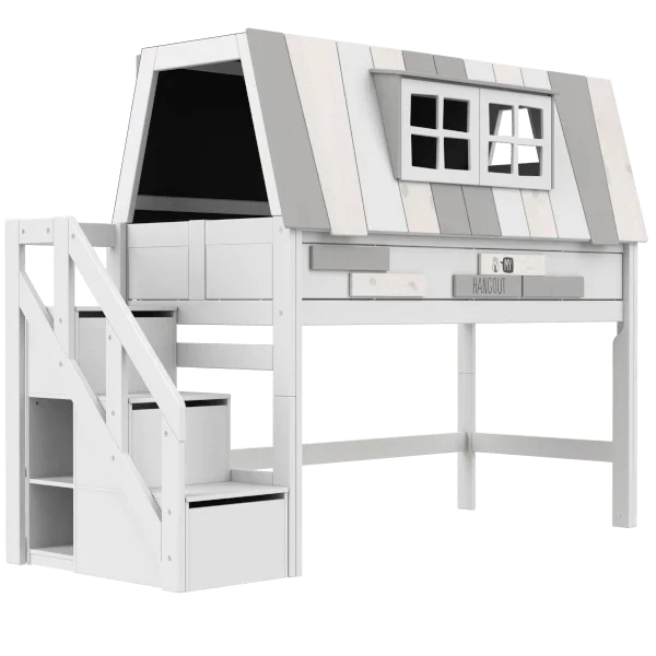 Barneseng Halvhøy Hangout med trapp fra Lifetime Kidsrooms Bedtime.no.