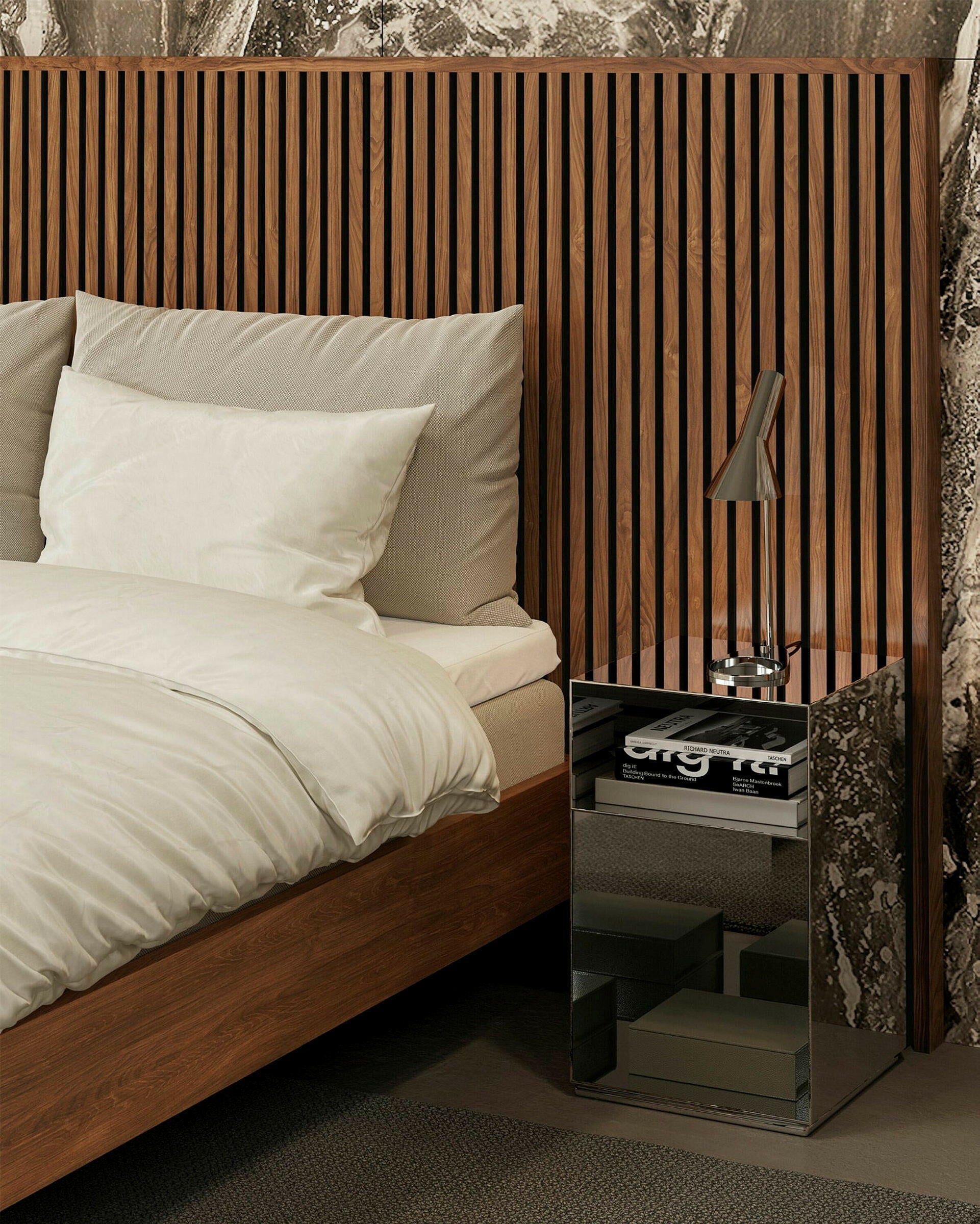 Rammeseng Hällsö Walnut, inkl. Luxury overmadrass og Store Harpö fra Carpe Diem Beds Bedtime.no.