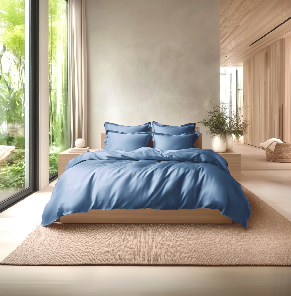 Dus Blå bambus sengetøy fra Bedtime Collection i soverom