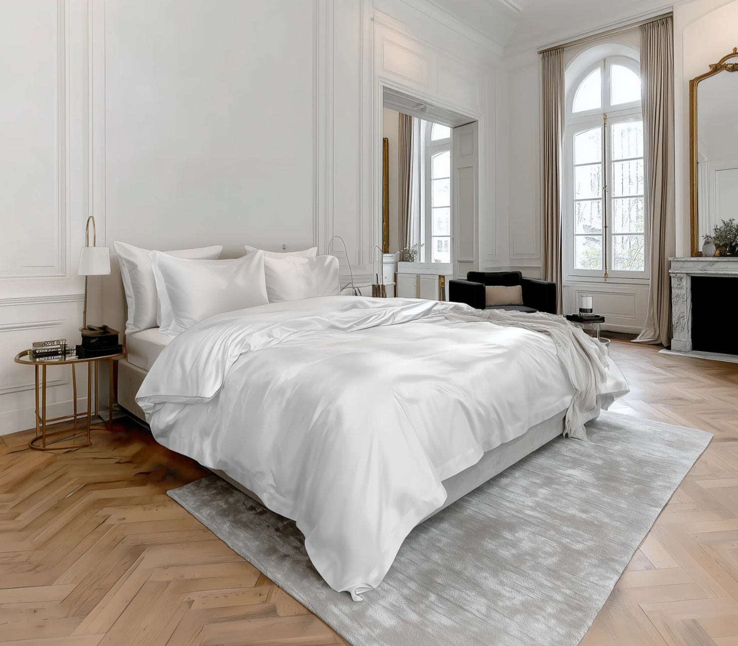 Bambus Sengesett, Hvit Bedtime Collection