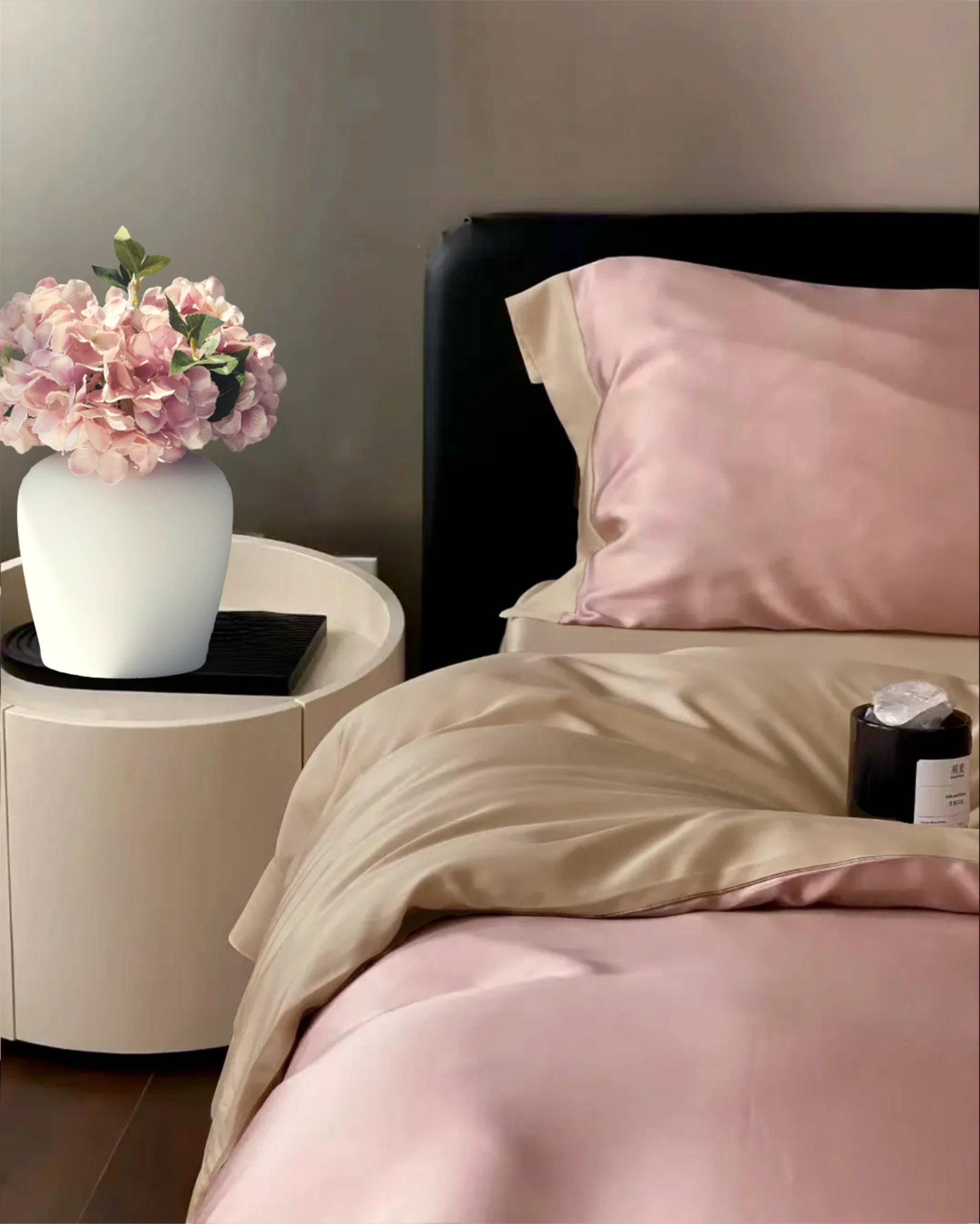 Bambus Sengesett, Duo Beige og Rosa
