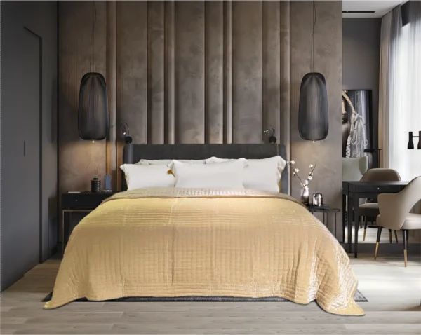 Silkevelour sengeteppe Golden Sand 160x260