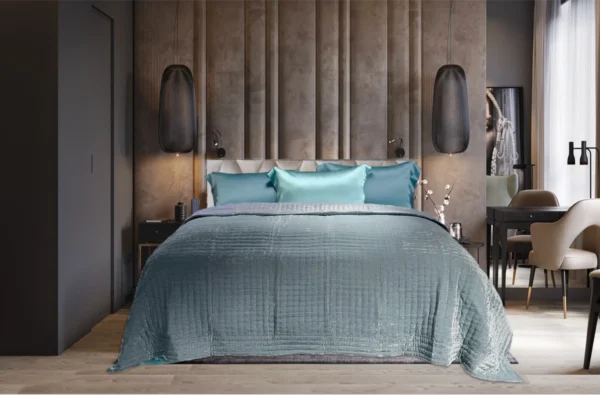Silkevelour sengeteppe Turquoise 160x260