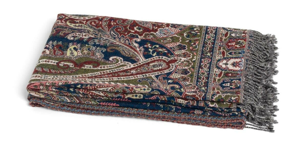 Ullpledd Paisley Blue/Rose