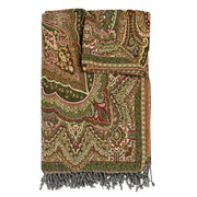 Ullpledd Paisley Grønn/Fersken