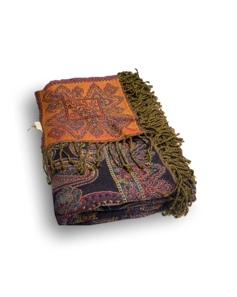 Ullpledd Paisley Black/Orange