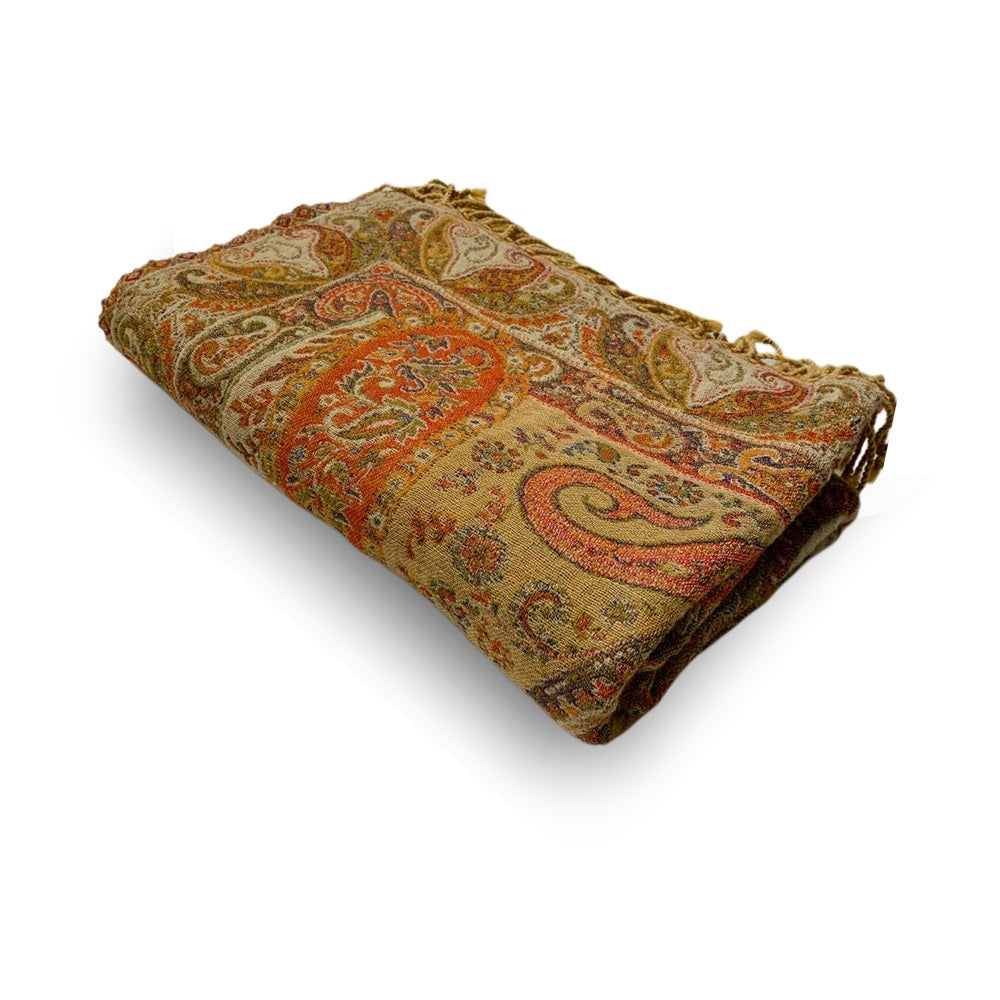 Ullpledd Paisley Burnt Orange