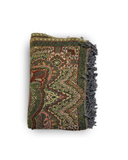 Ullpledd Paisley Grønn/Fersken