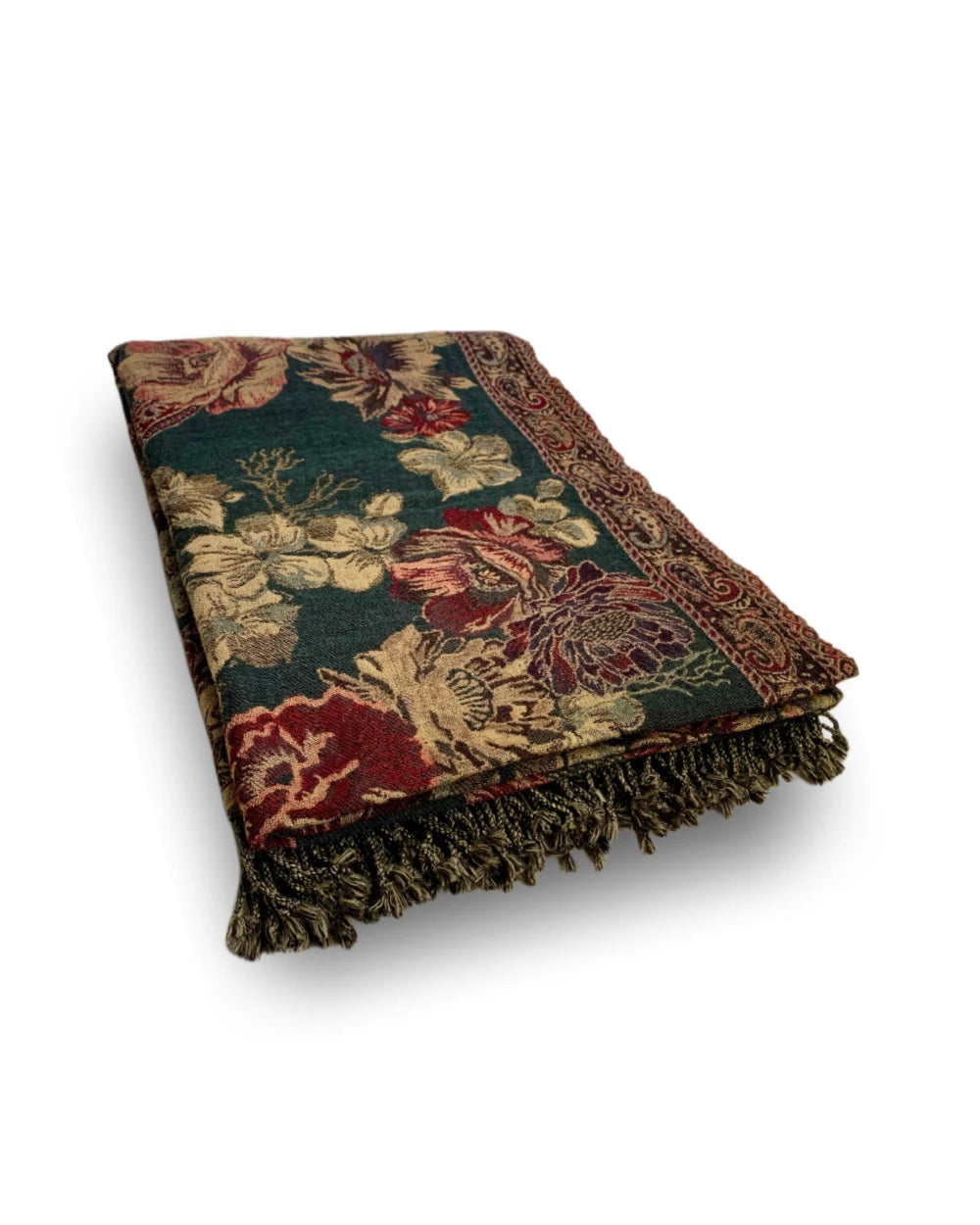 Ullpledd Paisley Roses Green