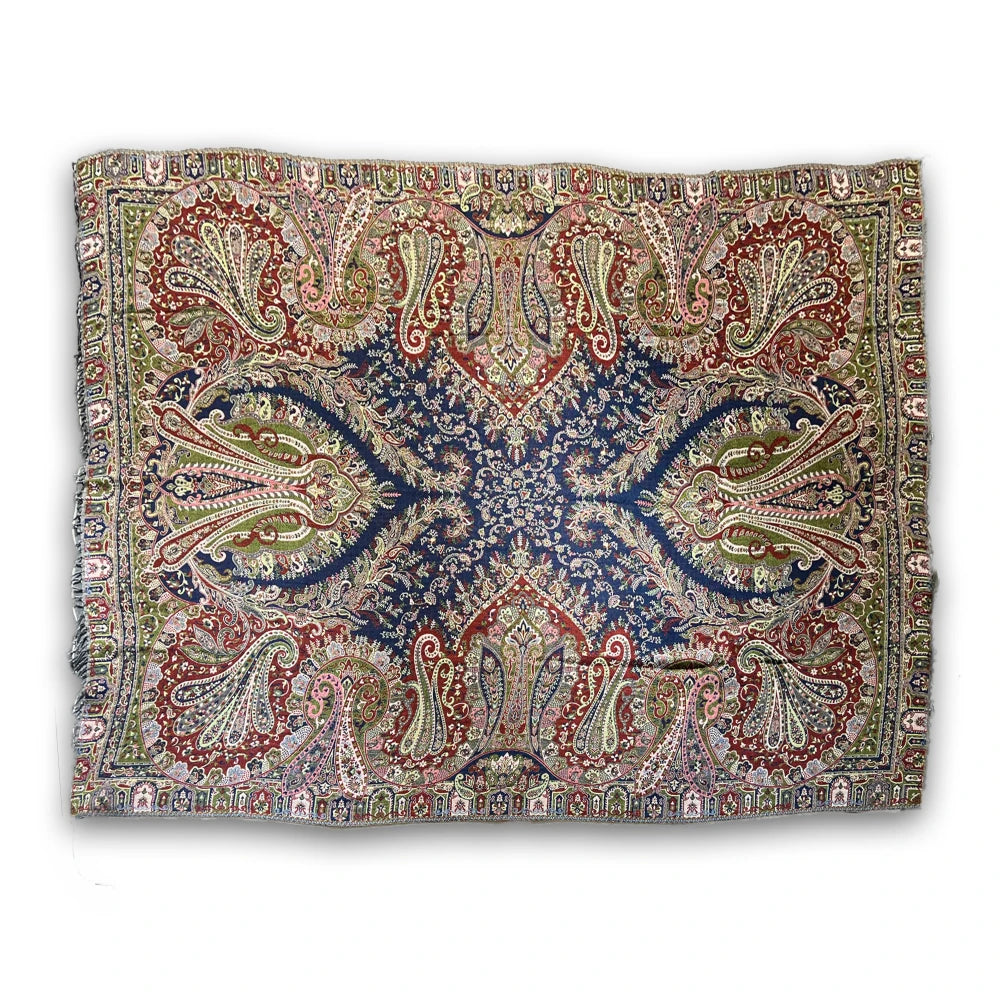 Ullpledd Paisley Blue/Rose