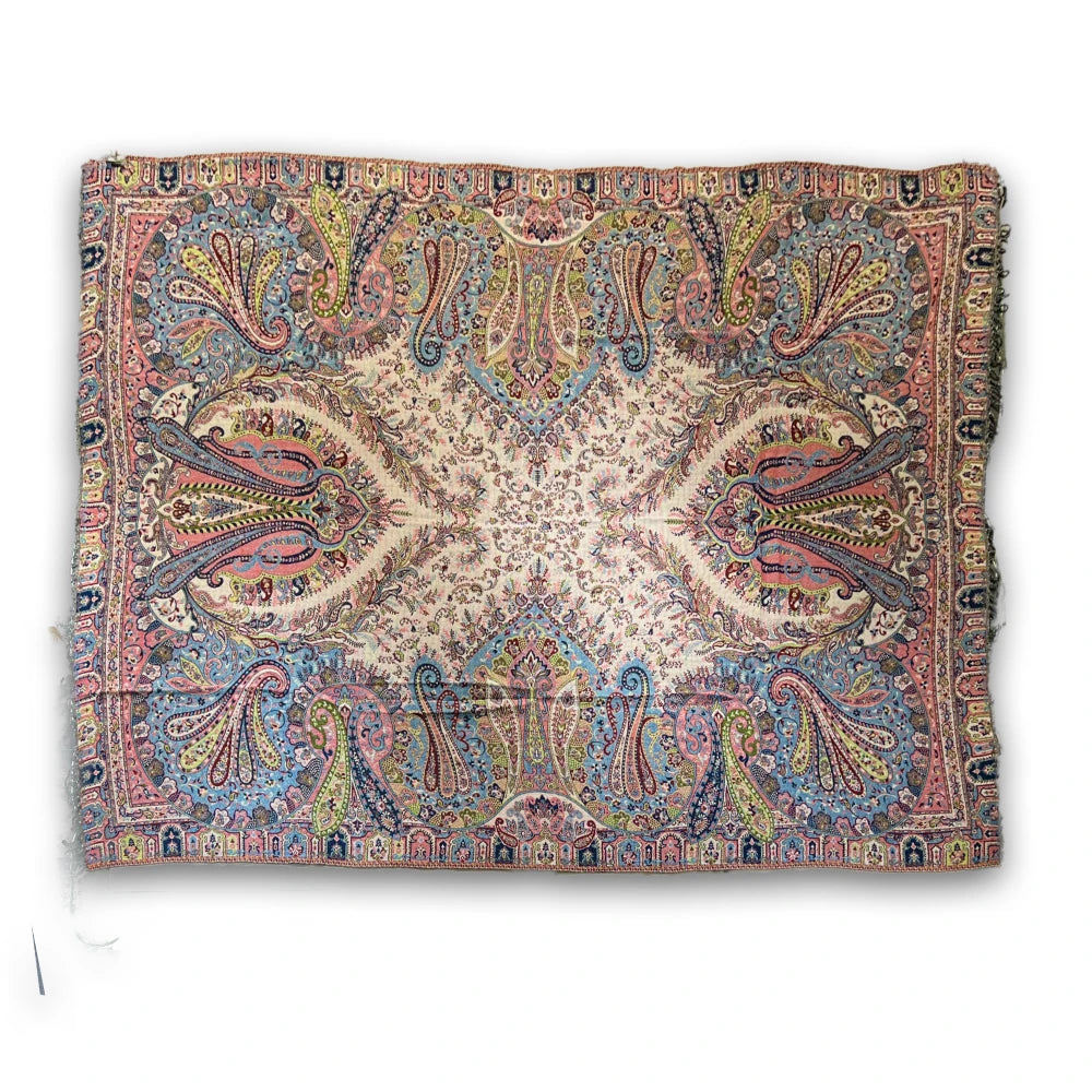 Ullpledd Paisley Blue/Rose