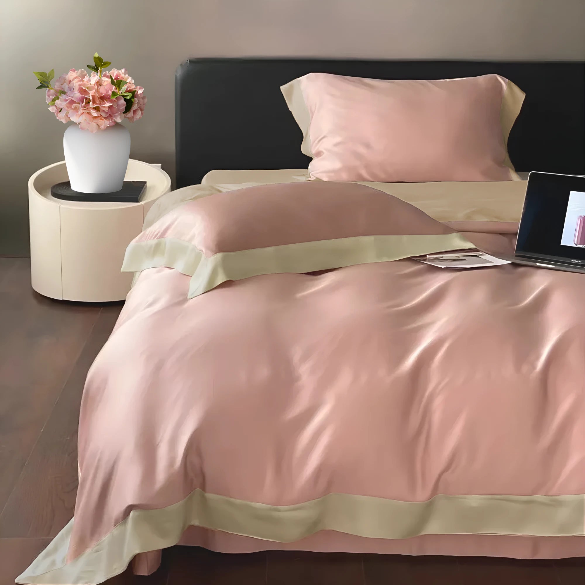 Bambus Sengesett, Duo Beige og Rosa
