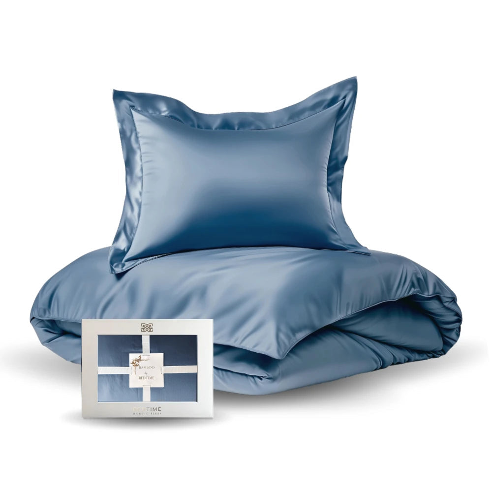 Bambus Sengesett, Medium Blå Bedtime Collection