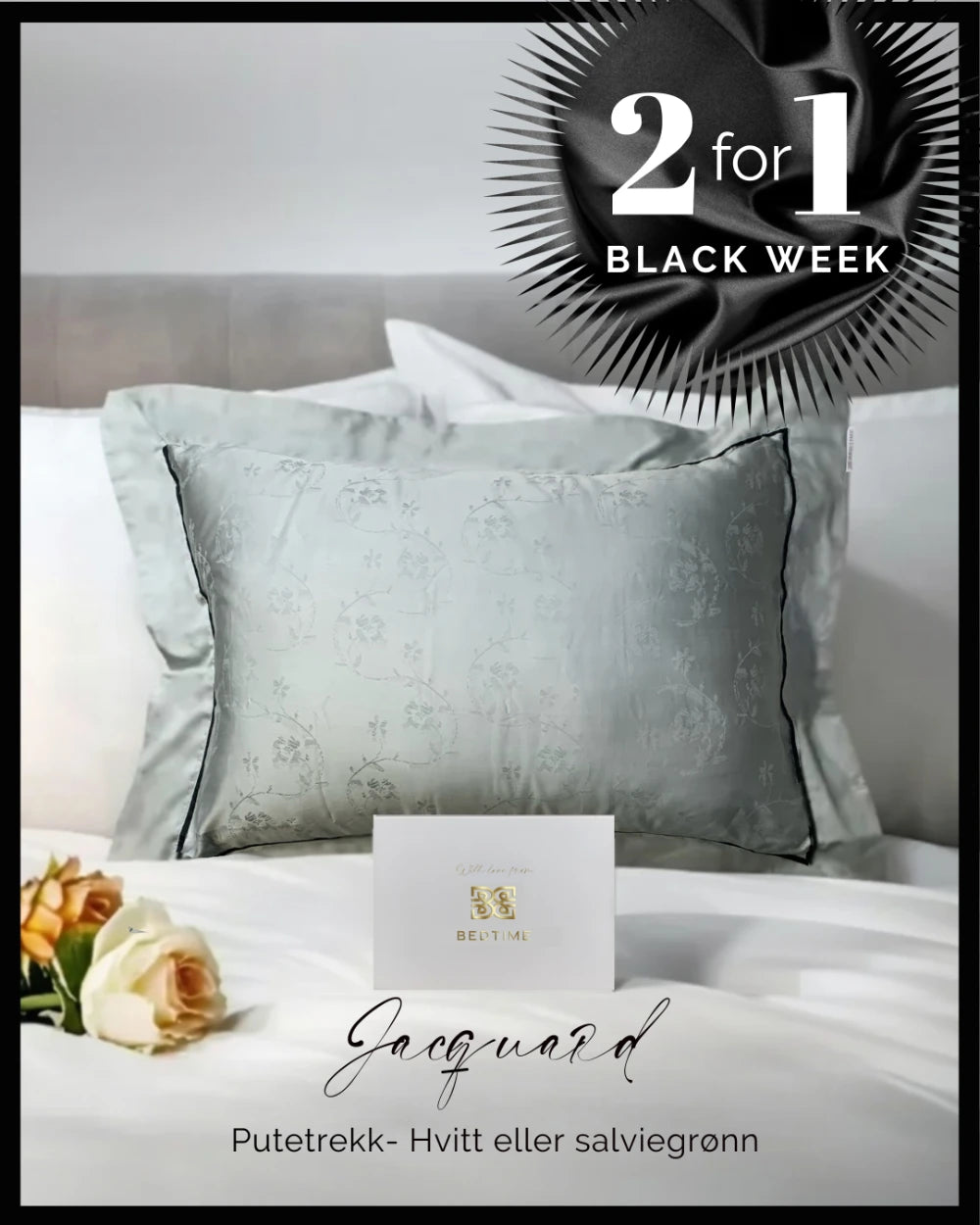 Eukalyptus Putetrekk Jacquard Salviegrønn 50x70