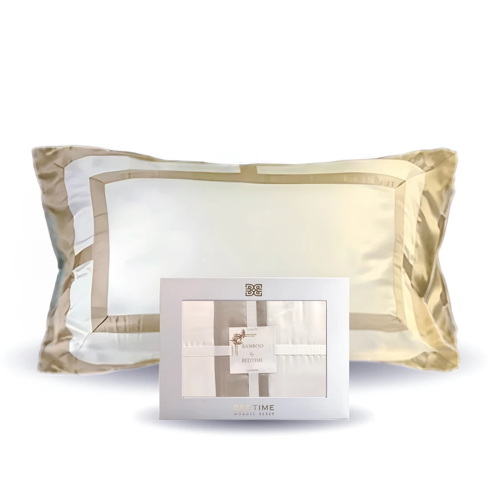 Bambus Sengesett, Frame Hvit & Beige Bedtime.no.