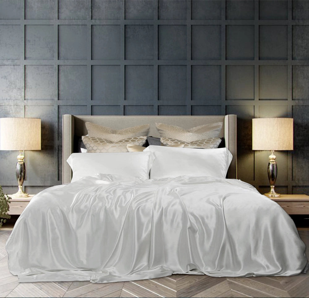 Silke/bomull Laken, naturhvit