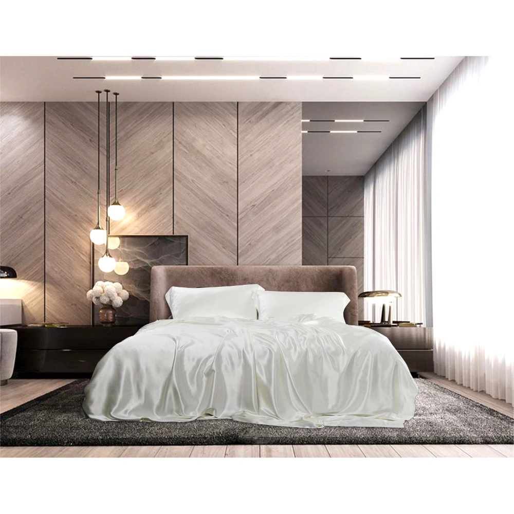 Silke/bomull Laken, naturhvit