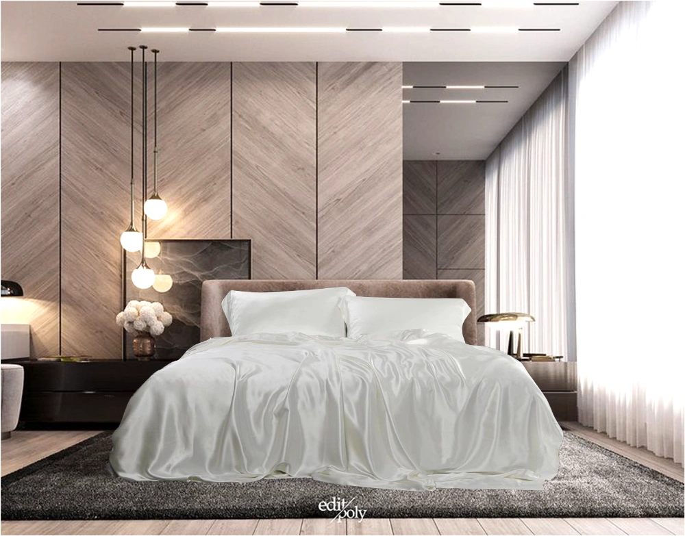 Silke/bomull Laken, naturhvit