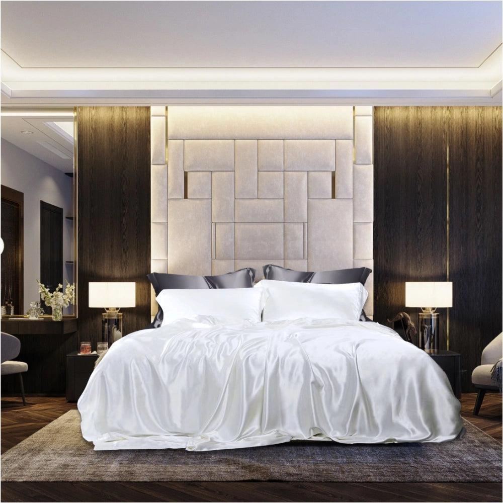 Silke/bomull Laken, naturhvit