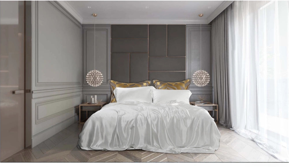 Silke/bomull Laken, naturhvit