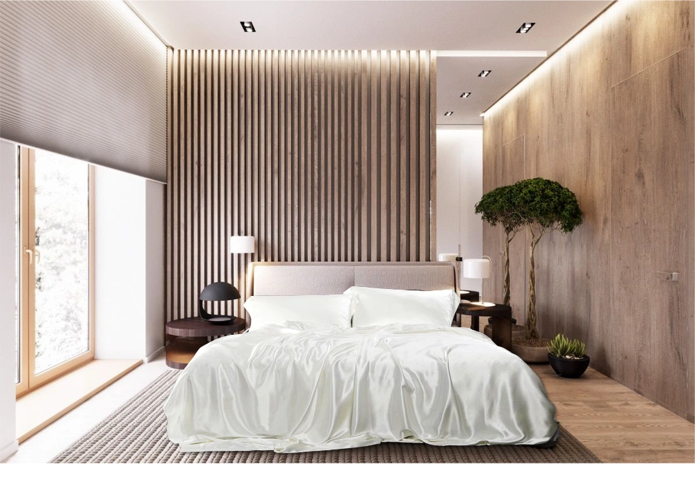 Silke/bomull Laken, naturhvit