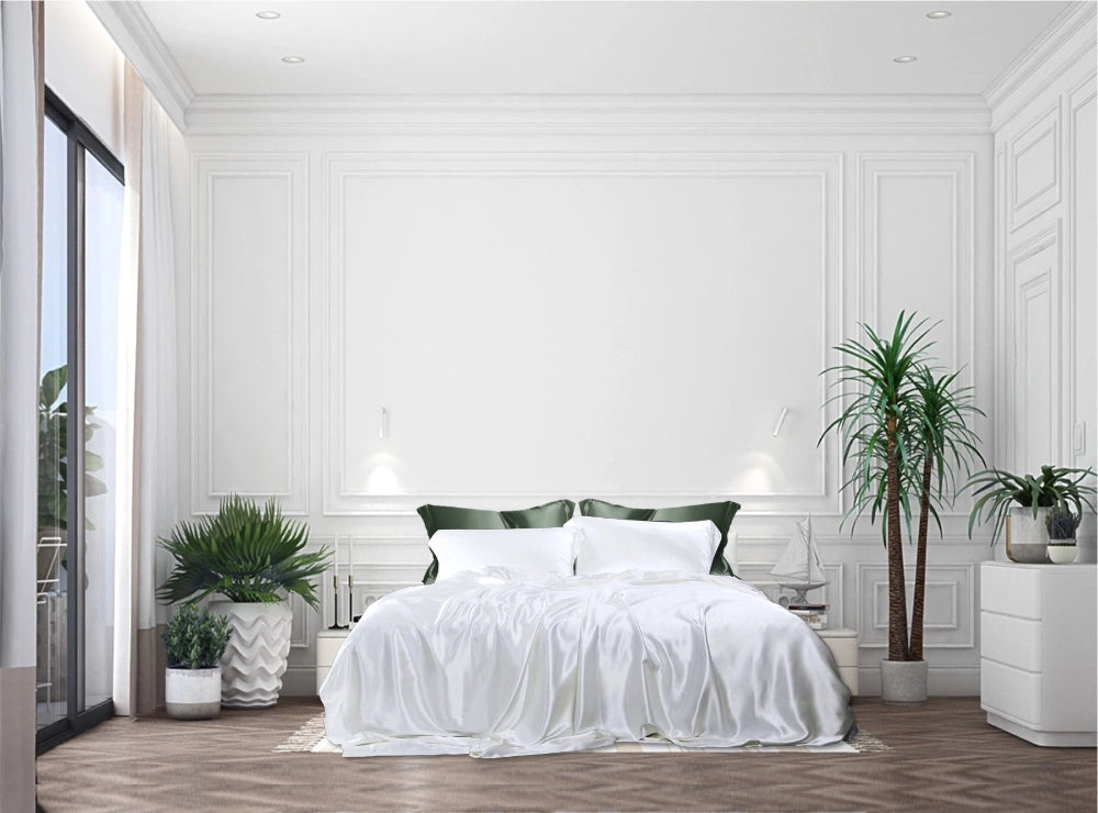 Silke/bomull Laken, naturhvit