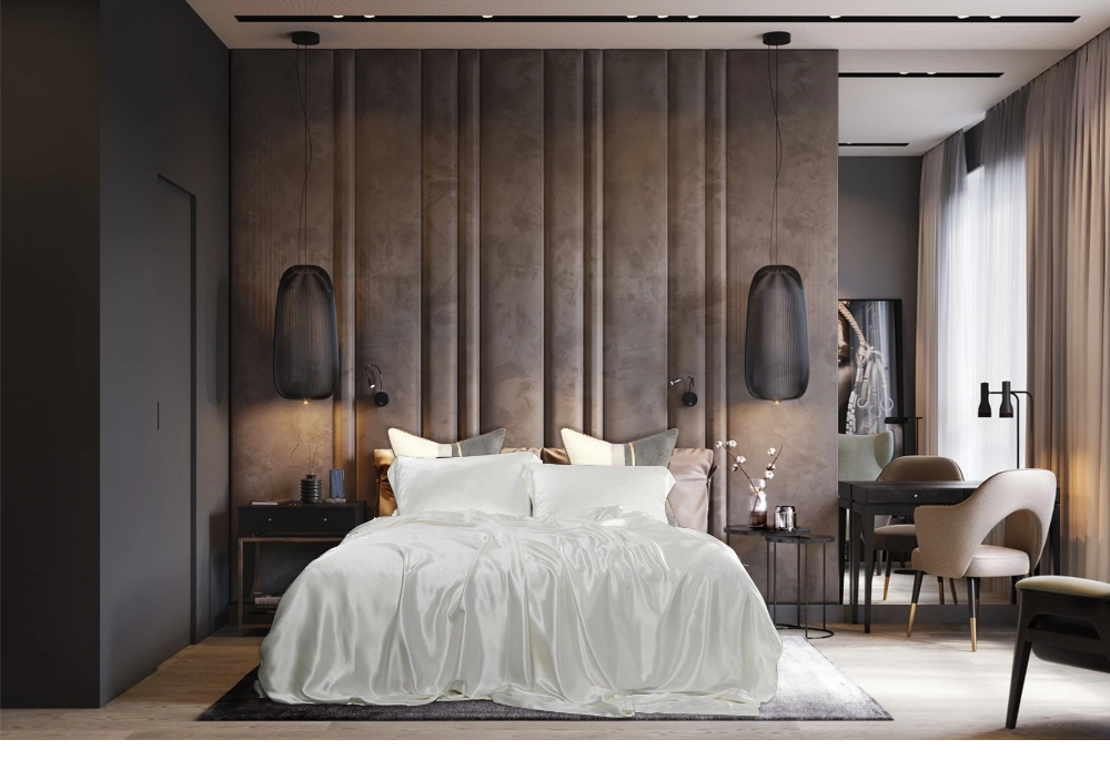 Silke/bomull Laken, naturhvit