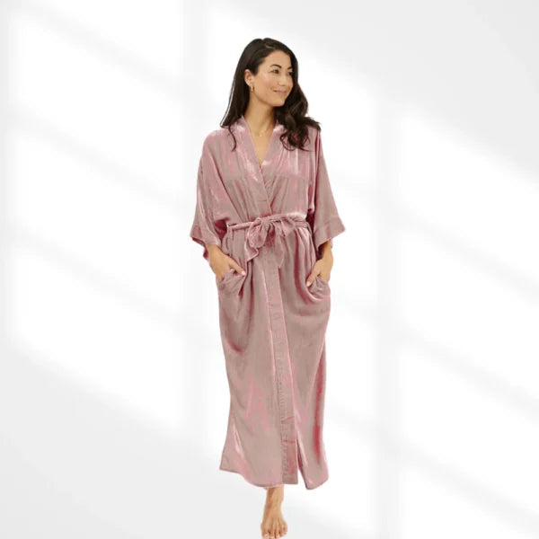 Kimono silkevelour Blush Pink