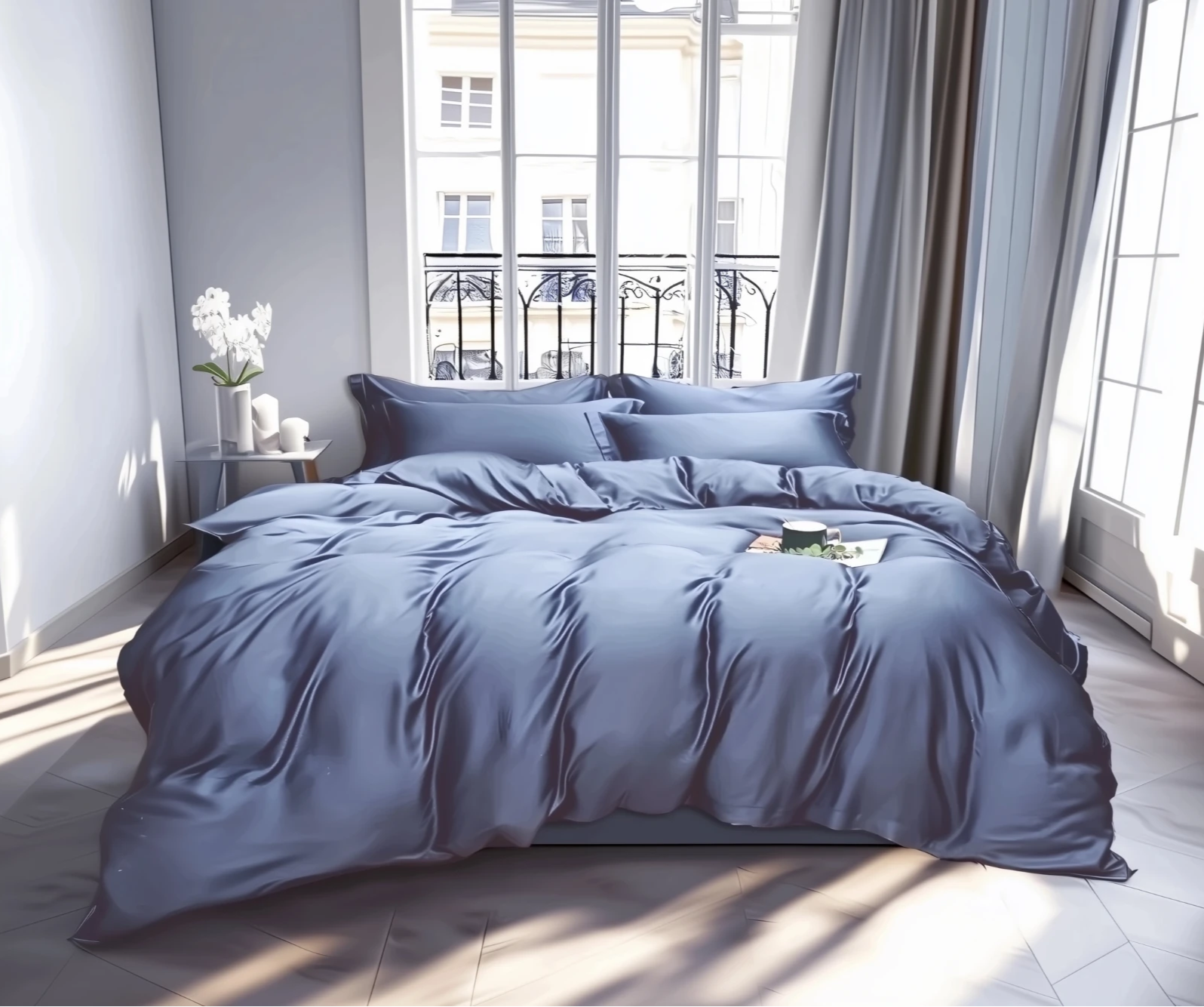 Bambus Sengesett, Medium Blå Bedtime Collection
