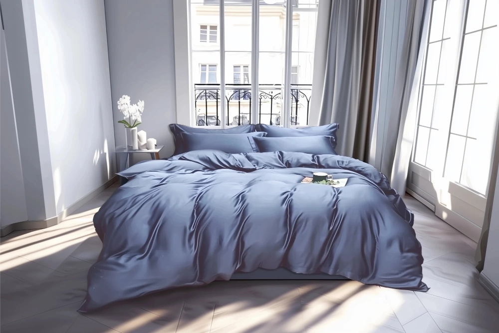 Bambus Putetrekk Dus Blå 50x70