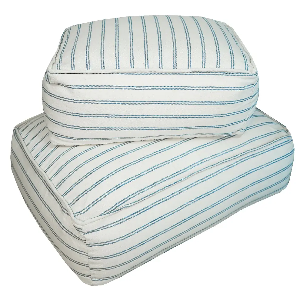 S floor cushion - stripe blue linen