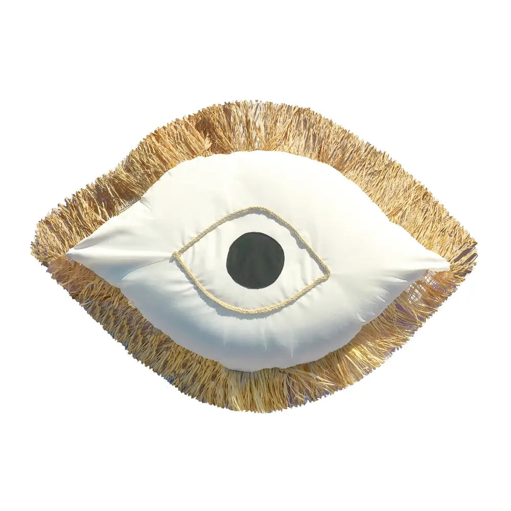 Sakkosekk XL Eye - white raffia + fringes Bedtime.no.