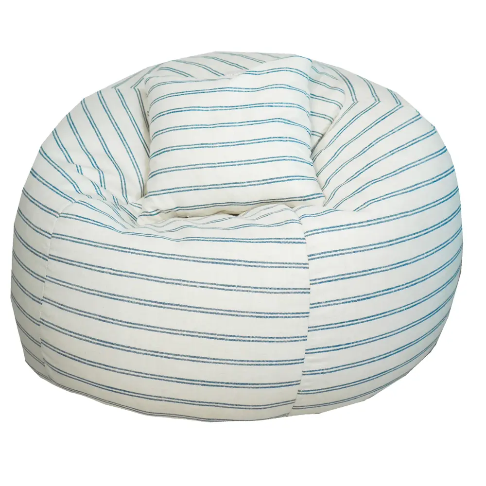 Pouf XL stripe blue linen Bedtime.no.