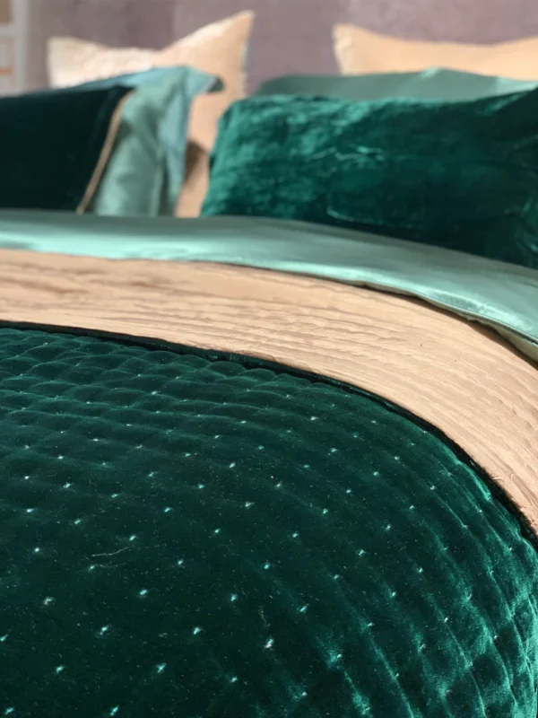 Silkevelour sengeteppe Ivy Green 160x260
