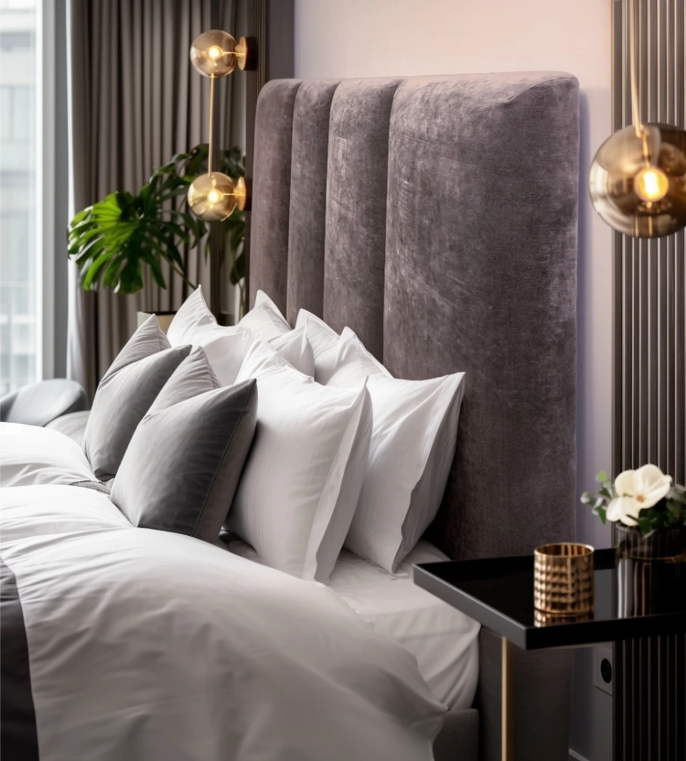 Sengegavl, utstillingsmodell, Skjärgård Grå fløyel