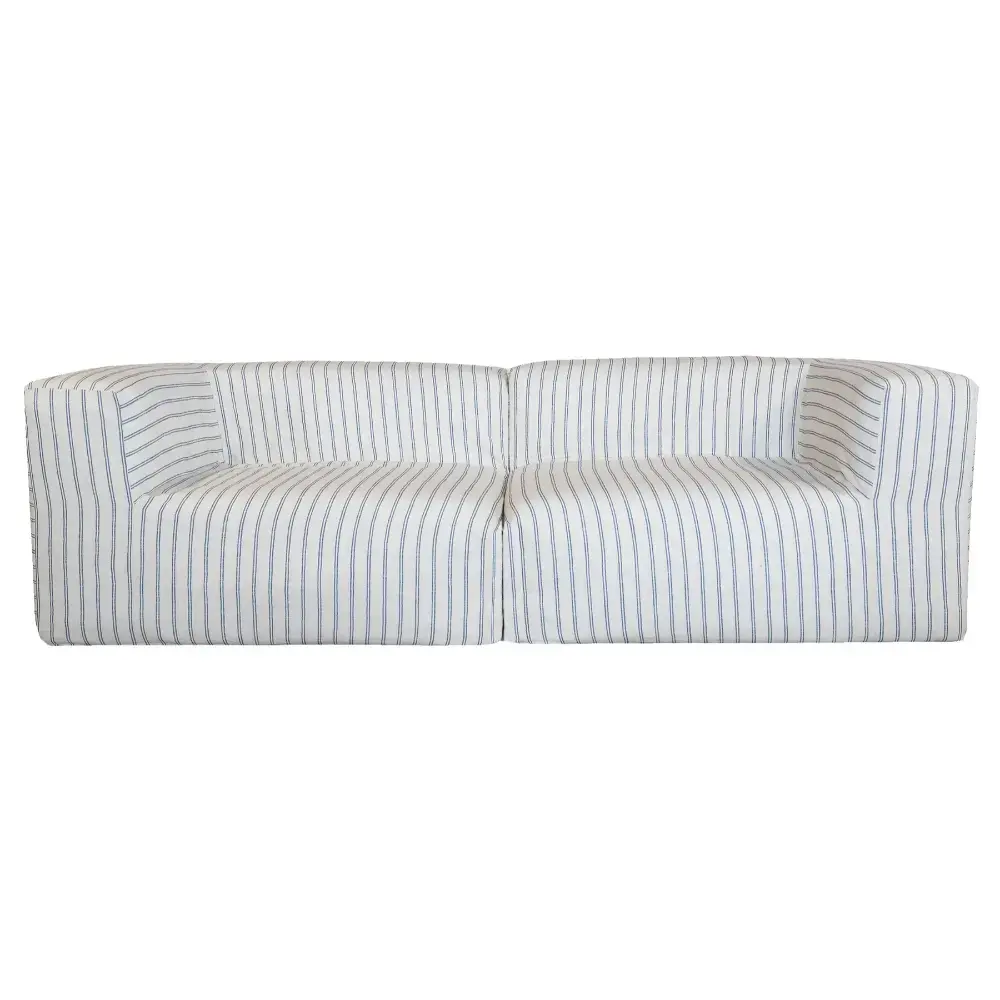 Sofa 3 seter (2 moduler) – Blåstripet lin Bedtime.no.