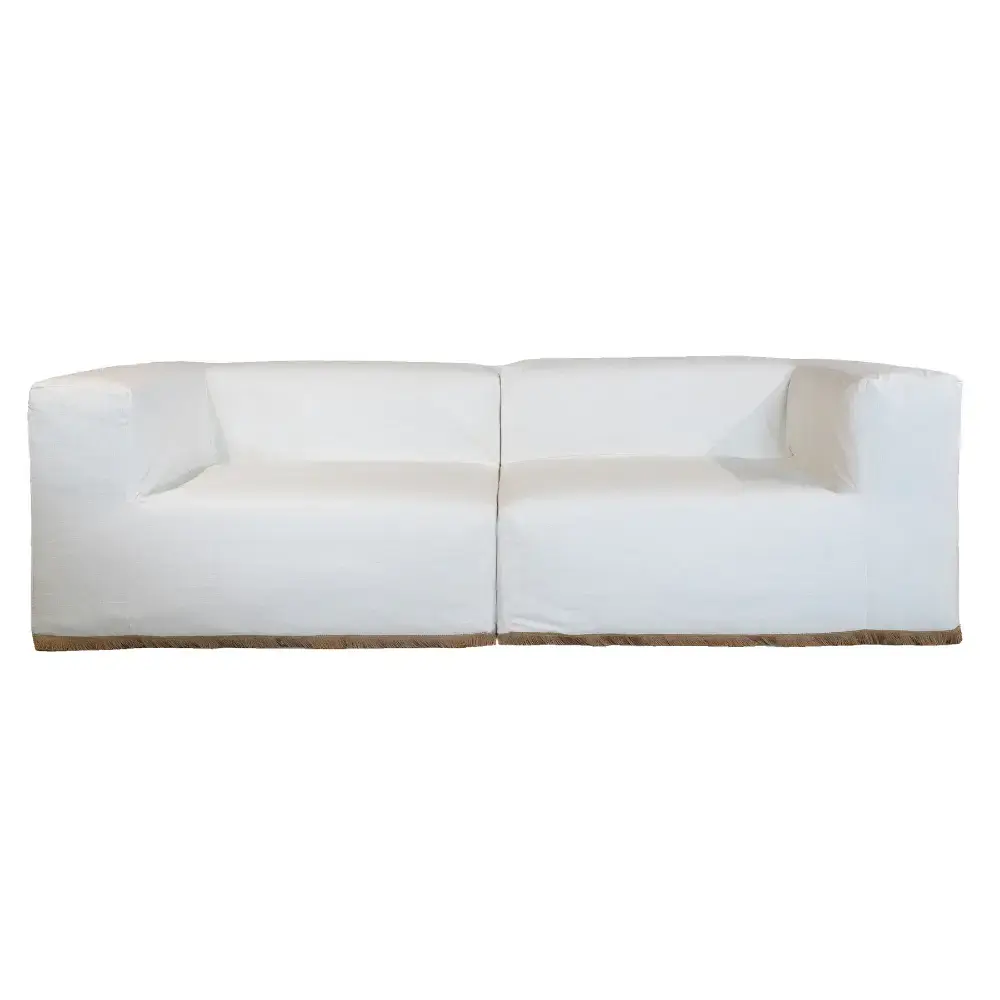 Utesofa 3 seter (2 moduler) – Hvit med frynser MXHOME