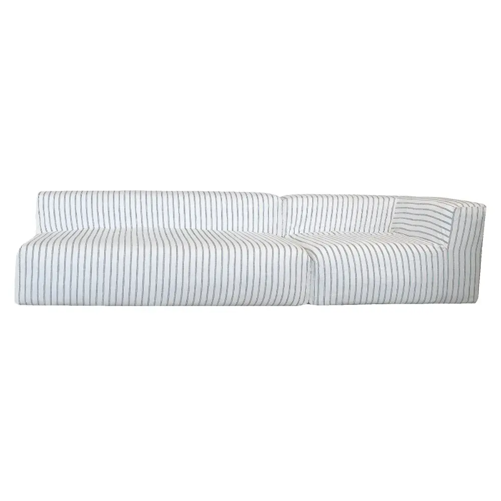 Sofa 4 seter (1 benk + høyre modul) – Blåstripet lin Bedtime.no.