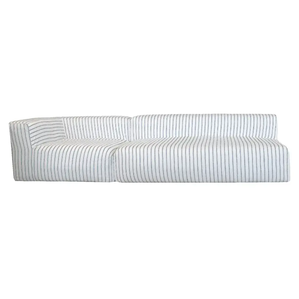 Sofa 4 seter (1 benk + venstre modul) – Blåstripet lin Bedtime.no.
