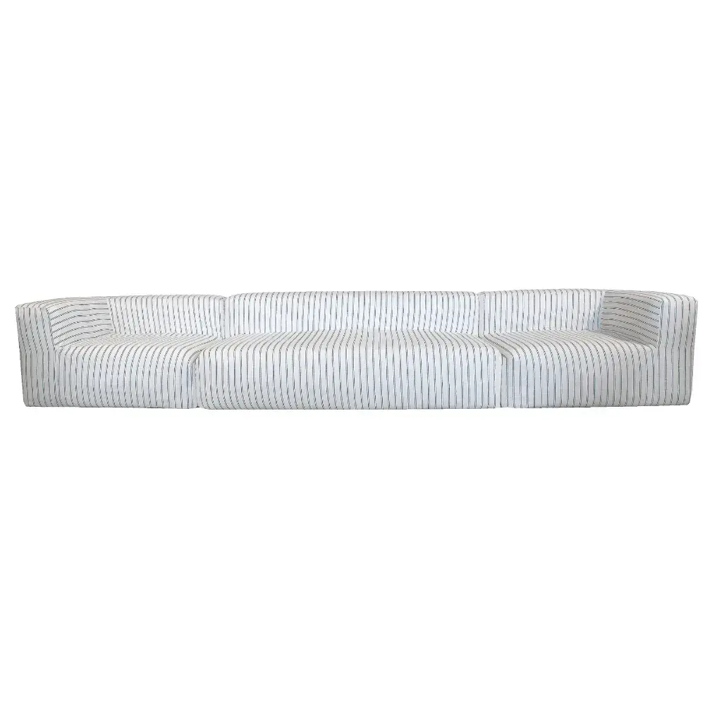 Sofa 5 seter (1 benk + 2 moduler) - Blåstripet lin Bedtime.no.