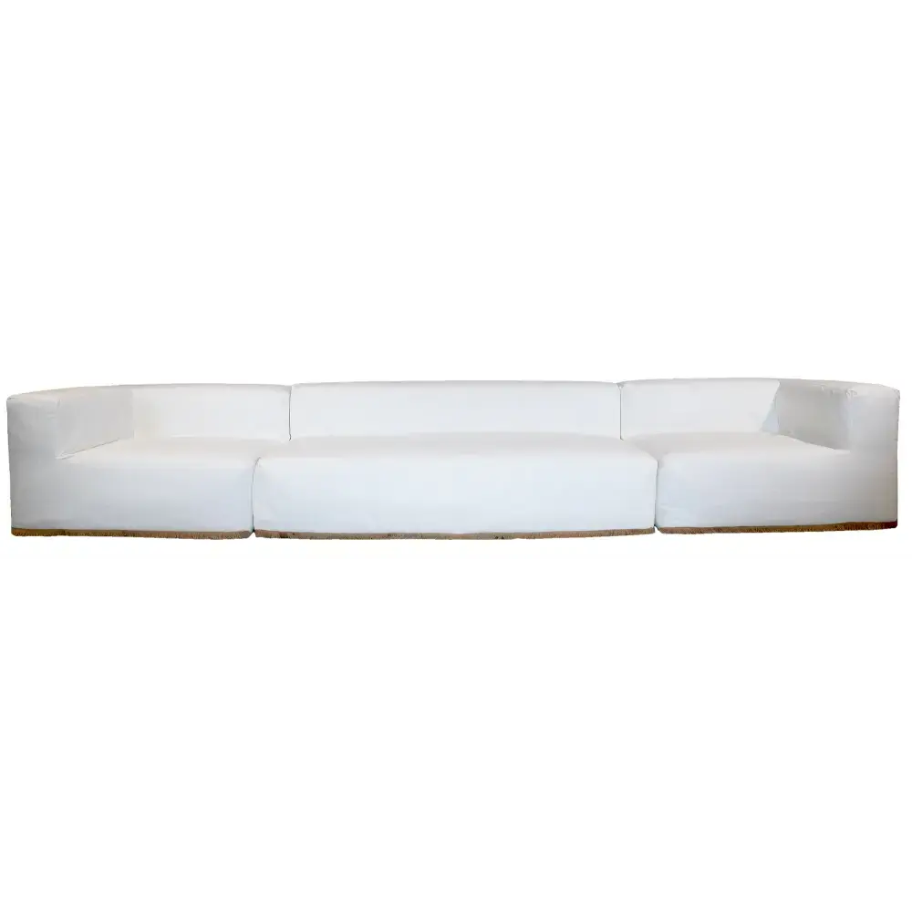 Sofa 5 seter (1 benk + 2 moduler) - Hvit med frynser Bedtime.no.