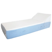 Single bed with headrest - White raphia + bleu pattern Bedtime.no.