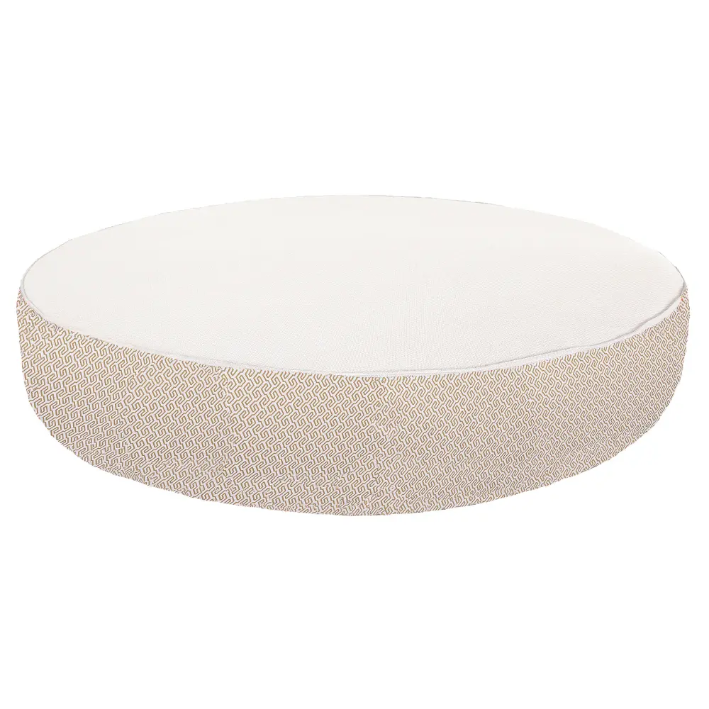 Round bed - White raphia + beige pattern Bedtime.no.