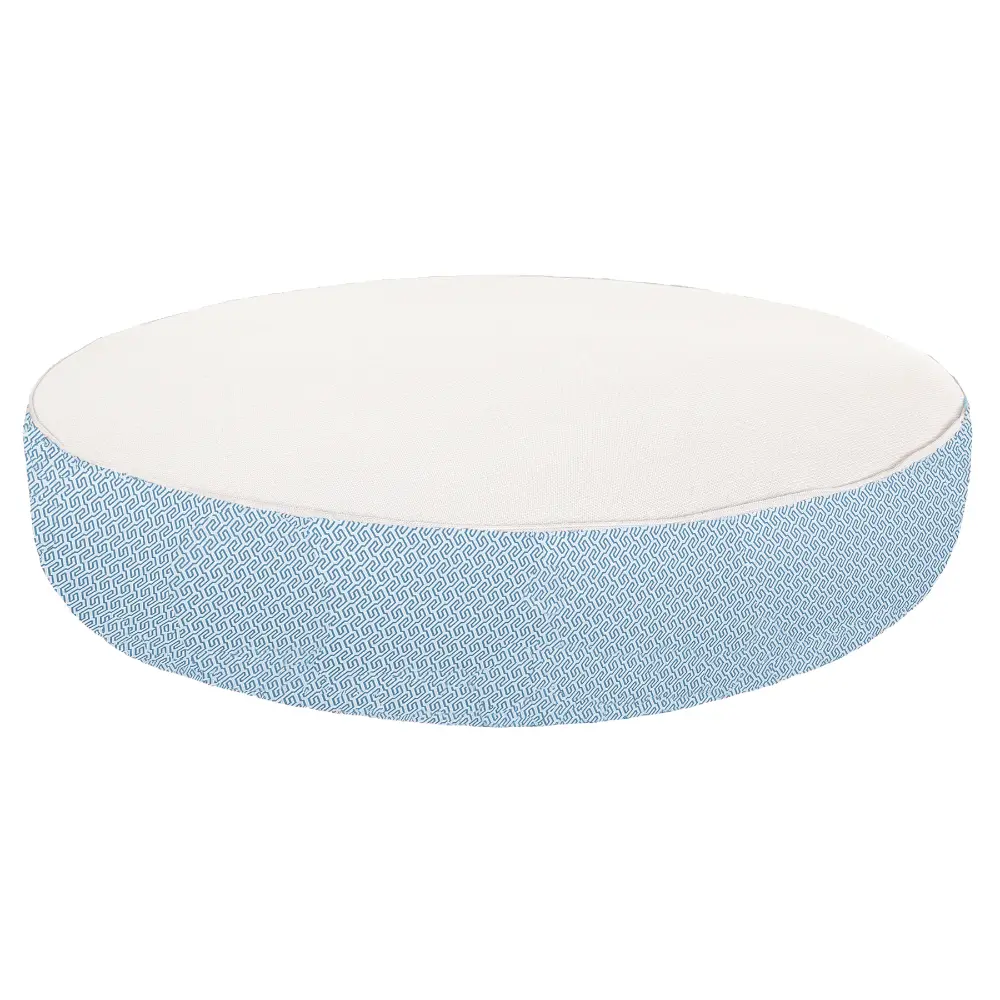 Round bed - White raphia + bleu pattern Bedtime.no.